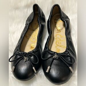 Sam Edelman Black Leather Flats with Bow